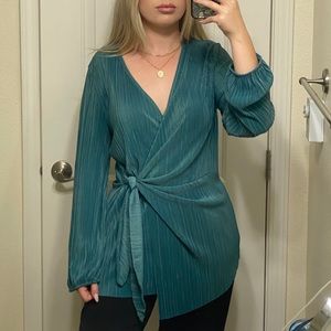 Zara Chic Long Sleeve Blue Top